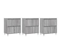 Yisssmeng Set di 3 credenze grigio Sonoma in legno 180 x 35 x 70 cm, montaggio rapido, design moderno, per soggiorno, corridoio, camera da letto, con piedini in metallo, salvaspazio