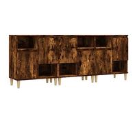 Yisssmeng Set di 3 credenze in legno di eucalipto, 60 x 35 x 70 cm, design moderno, cassettiera per soggiorno, camera da letto, corridoio