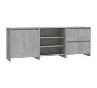 Yisssmeng Set di 3 credenze in legno grigio cemento, 70 x 40 x 75 cm, con ante e ripiani, design moderno, per soggiorno, camera da letto, corridoio