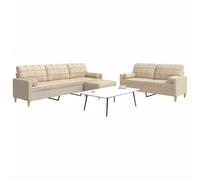 Yisssmeng Set di 3 divani color crema, con 2 posti a 3 posti e 4 cuscini, 226 x 77 x 80 cm, in poliestere, struttura in metallo, per soggiorno, soggiorno, camera da letto, corridoio