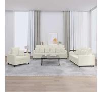 Yisssmeng Set di 3 divani in velluto crema, con divano a 2 posti e 3 posti e poltrona, piccolo soggiorno, divano ad angolo, comodo e moderno per Living Room Bedroom e ufficio