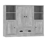 Yisssmeng Set di 3 tavole alte in legno grigio cemento, 132 x 35,5 x 103,5 cm, moderna credenza con spazio per soggiorno, corridoio e camera da letto