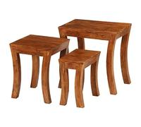 Yisssmeng Set di 3 tavolini in legno di acacia massiccio, 50 x 35 x 50 cm, impilabili, colore marrone miele per soggiorno, camera da letto, corridoio