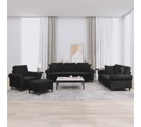 Yisssmeng Set di 4 divani in velluto nero, 92/152/212 x 77 x 80 cm, con sgabello e cuscino, per soggiorno, ufficio, camera da letto