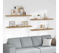 Yisssmeng Set di 4 mensole da parete, 120 x 23,5 x 4 cm, colore marrone, in legno dal design moderno, robuste mensole sospese per soggiorno, cucina, bagno, camera da letto