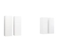 Yisssmeng Set di 4 mobili da parete per TV, colore bianco, mobile sospeso in legno, con spazio per riporre oggetti, per soggiorno, mensola da parete con 2 ripiani, 30,5 x 30 x 90 cm