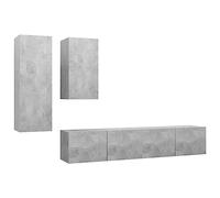 Yisssmeng Set di 4 mobili per TV, grigio cemento, con grande capienza, 305 x 30 x 90 cm, in legno, design moderno, da appendere per soggiorno, camera da letto, corridoio