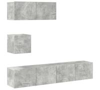 Yisssmeng Set di 4 mobili per TV, grigio cemento, in legno, 30,5/80 x 30 x 30 x 30 cm, design moderno, compatto, per TV, per soggiorno, basso, con spazio di archiviazione per Living Room e ufficio