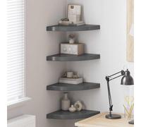 Yisssmeng Set di 4 scaffali angolari da parete grigi lucidi, 35 x 35 x 3,8 cm, in metallo MDF sospeso, montaggio nascosto, portata 5 kg, moderna tavola da parete per Living Room, camera da letto