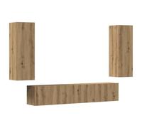 Yisssmeng Set di 4 tavole basse per TV, in legno di quercia Artisan, 80 x 30 x 30 e 30,5 x 30 x 90 cm, design moderno con porta montabile, per riporre lo spazio in soggiorno, corridoio, camera da