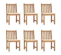 Yisssmeng Set di 6 sedie da giardino con cuscino, in teak massiccio, 50 x 53 x 90 cm, design moderno, robuste e durevoli, per giardino, terrazza, balcone