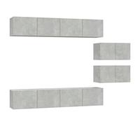 Yisssmeng Set di 6 tavole per TV grigio cemento, larghezza 80/60 cm, in robusto materiale di legno, design moderno con ampio spazio per il soggiorno e la camera da letto