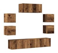 Yisssmeng Set di 7 tavole basse per TV, montaggio a parete, effetto legno vecchio, 80 x 30 x 30 cm, in legno, design moderno, con ampio spazio per soggiorno, camera da letto e corridoio