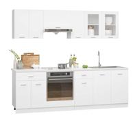 Yisssmeng Set di 8 mobili da cucina Lyon, mobile da cucina in legno bianco, mobile da cucina modulare con ripiani e pensili per tenere in ordine la cucina (senza piano di lavoro/lavello)