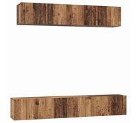 Yisssmeng Set di cabinet per TV montato a parete, 5 pezzi, in legno antico, 80 x 30 x 30 cm, design moderno con ante a cerniera e mensole per soggiorno, camera da letto, ufficio