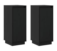 Yisssmeng Set di credenza nera in legno massello di pino massiccio, 2 pezzi, 31,5 x 34 x 75 cm, design moderno con porta per corridoio, camera da letto o soggiorno, con spazio di archiviazione e