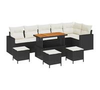 Yisssmeng Set di divani da giardino, 12 pezzi, in polyrattan, colore nero e | Set modulari flessibili da 12 pezzi con spazio integrato per terrazza e giardino. Tessuto intrecciato e cuscini resistenti ai