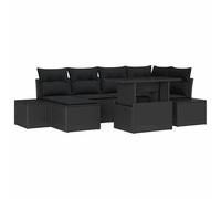 Yisssmeng Set di divani da giardino in polyrattan, 7 pezzi, colore nero | Seduta modulare per terrazza e giardino con tavolo regolabile per una facile trasformazione dal tavolino da caffè al tavolo