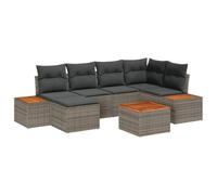 Yisssmeng Set di divani da giardino in polyrattan, 7 pezzi, con vano | Moderno set di sedie in rattan per giardino e terrazza, con pratiche tasche portaoggetti e morbidi cuscini.