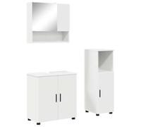 Yisssmeng Set di mobili da bagno, 3 pezzi, bianco, materiale in legno e metallo, 61 x 35 x 64 cm, design moderno con lavandino, armadietto a specchio e armadietto alto, robusto e durevole, per ospiti