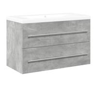 Yisssmeng Set di mobili da bagno da 80 cm, mobiletto da bagno con lavabo in ceramica, da appendere alla parete, grigio cemento, moderno armadietto da bagno con spazio per il bagno