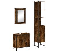 Yisssmeng Set di mobili da bagno in rovere affumicato, set da bagno con armadietto a specchio, mobiletto sottolavabo e grande armadietto da bagno, soluzione di archiviazione per il bagno in legno