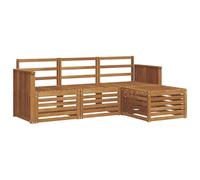 Yisssmeng Set di mobili da giardino, 4 pezzi, in acacia massiccio, per esterni, con moduli di seduta centrale e sgabello, in legno naturale, per giardino e terrazza, 189,5 x 122,5 cm