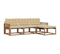 Yisssmeng Set di mobili da giardino da 4 pezzi, in legno di acacia massiccio con cuscini, set di mobili lounge per giardino e terrazza, colore naturale/beige, design modulare