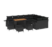 Yisssmeng Set di mobili da giardino in polyrattan, 13 pezzi, colore nero | Seduta modulare per terrazza e veranda con morbidi cuscini, robusto telaio in acciaio ed elegante tavolino da salotto.