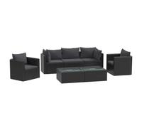 Yisssmeng Set di mobili da giardino in polyrattan, composto da 7 pezzi, con 2 tavolini da caffè, divani ad angolo, divani singoli e cuscini per terrazza, balcone e giardino, colore: nero