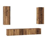 Yisssmeng Set di mobili da parete per TV in legno anticato, 5 pezzi, 2 x 30,5 x 30 x 90 cm, 3 x 60 x 30 cm, in legno per porte pieghevoli, portata 300 kg, design moderno, salvaspazio, per soggiorno