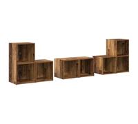 Yisssmeng Set di mobili per TV, da parete, 6 pezzi, in legno vecchio, 37 x 35 x 72 cm, con 5 ripiani, design moderno, robusto e durevole, per soggiorno, home entertainment