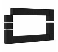 Yisssmeng Set di mobili per TV da parete, 9 pezzi, in legno di quercia nera, sistema modulare con mensole, per soggiorno, corridoio e ufficio