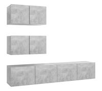 Yisssmeng Set di mobili per TV, grigio cemento, 4 pezzi, 60/80 cm, design moderno, robusto in legno, grande soluzione di stoccaggio per soggiorno, camera da letto, corridoio