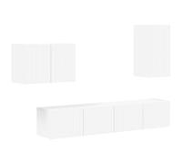 Yisssmeng Set di scaffali da parete per TV, 4 pezzi, bianco, 78,5 x 31 x 29,5 cm, montaggio a parete, in legno, design moderno, grande spazio per dispositivi DVD, decorazione per soggiorno, corridoio