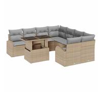 Yisssmeng Set lounge da giardino, 9 pezzi, in polyrattan, beige, divano angolare per esterni