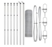 Yisssmeng Silver Garden Fence 10 x 0,4 m Steel Mesh Panel Kit 7 Posts Design Moderno Robusto Resistente alle intemperie Outdoor Barrier for Yard Patio Pet Safety