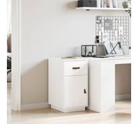 Yisssmeng Solid Pine White Storage Cabinet 40 x 50 x 75 cm, 1 Drawer 2 Shelves, Rustic Wood Credence with Door, Modern Compact Organizer for Living Room, Bedroom, Corridor