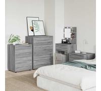 Yisssmeng Sonoma - Armadio grigio 60 x 48 x 81 cm, in legno, design moderno, con 3 scomparti e cassetti, soggiorno, camera da letto, corridoio