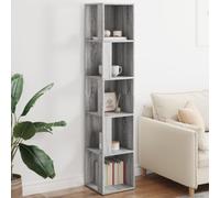 Yisssmeng Sonoma Corner Cabinet Grey 33 x 33 x 164,5 cm Wood Composite 5 strati Storage Shelf Modern Design Sturdy Living Room Bedroom Hallway