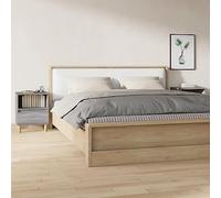 Yisssmeng Sonoma - Set di 2 comodini grigi, 40 x 35 x 50 cm, in legno massello e eucalipto con cassetto, scomparto segreto, camera da letto, letto a molle