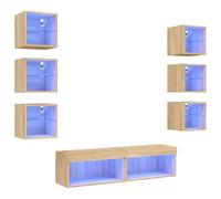 Yisssmeng Sonoma - Set di 8 armadi da parete a LED con pannello frontale in vetro RGB, larghezza 30/60 cm, per soggiorno, camera da letto, ufficio