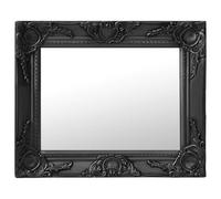 Yisssmeng Specchio da parete in stile barocco, 50 x 40 cm, nero | Elegante specchio appendiabiti con cornice decorata per camera da letto e corridoio. Con taglio sfaccettato e gancio.