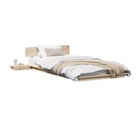 Yisssmeng Struttura letto da pavimento, 90 x 190 cm, in legno, moderno letto singolo con comodino integrato, telaio per letto vicino al pavimento, per camera da letto e camera degli ospiti, marrone