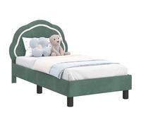 Yisssmeng Struttura per letto da 70 x 140 cm, con testiera, verde mare, letto imbottito in velluto e legno, stabile struttura per letto da 148 x 83 x 79 cm, per camera da letto e camera degli ospiti