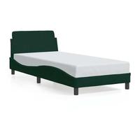 Yisssmeng Struttura per letto Dover, 80 x 200 cm, verde scuro, in velluto, con testiera e rete a doghe, moderna struttura per letto con design a onde, stabile letto singolo per camera da letto