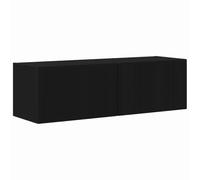 Yisssmeng Tavola per TV nera, 98 x 31 x 29,5 cm, in legno con porta basculante a 90° e 2 mensole da parete, design moderno per soggiorno, camera da letto, corridoio