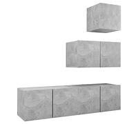 Yisssmeng Tavola per TV sospesa 3 + 1 set grigio cemento, materiale in legno, 30,5/60 x 30 x 30 cm, moderna, con ampio spazio di archiviazione, robusta e durevole, per soggiorno, camera da letto