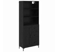 Yisssmeng Tavola verticale in rovere nero, 69,5 x 34 x 180 cm, in legno resistente, moderna credenza con 3 cassetti e 1 anta per soggiorno, corridoio e camera da letto