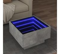 Yisssmeng Tavolino da caffè a LED, 50 x 50 x 30 cm, in legno grigio cemento, con illuminazione a specchio infinito, design moderno, robusto e versatile, per soggiorno, camera da letto, ufficio